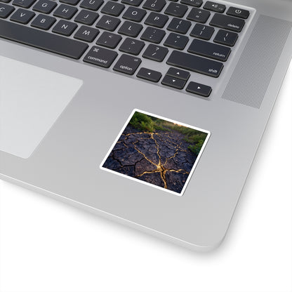 Summer Cracked Earth Crackle Gold Sticker | Philosophical Decor