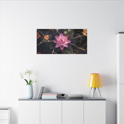 Ma Lotus Flower Canvas Art - Kintsugi Gold Vein