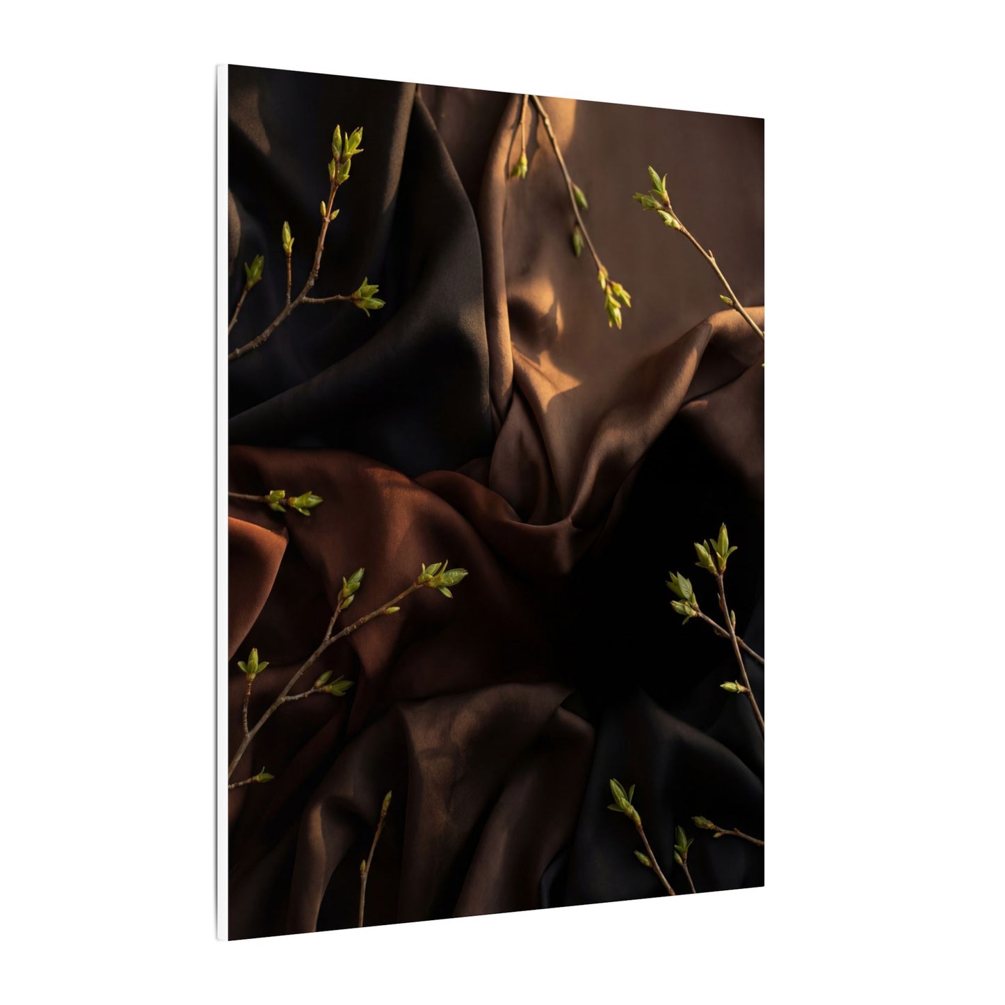 Dark Japandi Silk Drape in Golden Hour | Moody Minimal Canvas Art