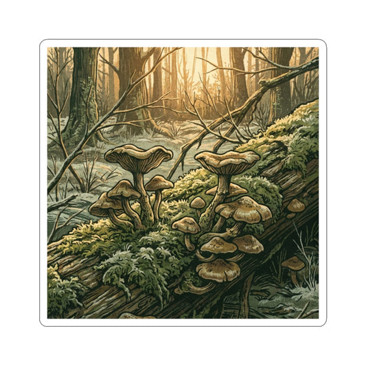 Nostalgic Wild Mushrooms Sticker - Mushroom Illustration Cottagecore