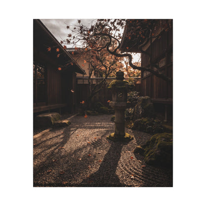 Seijaku Stone Lantern Canvas Art - Dark Japandi Shadow Zen