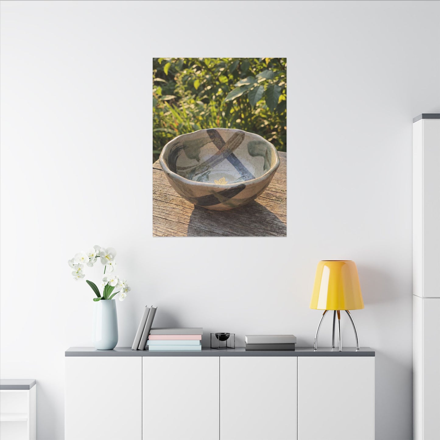 Earthy Ceramic Bowl Canvas Art - Japanese Pattern Japandi