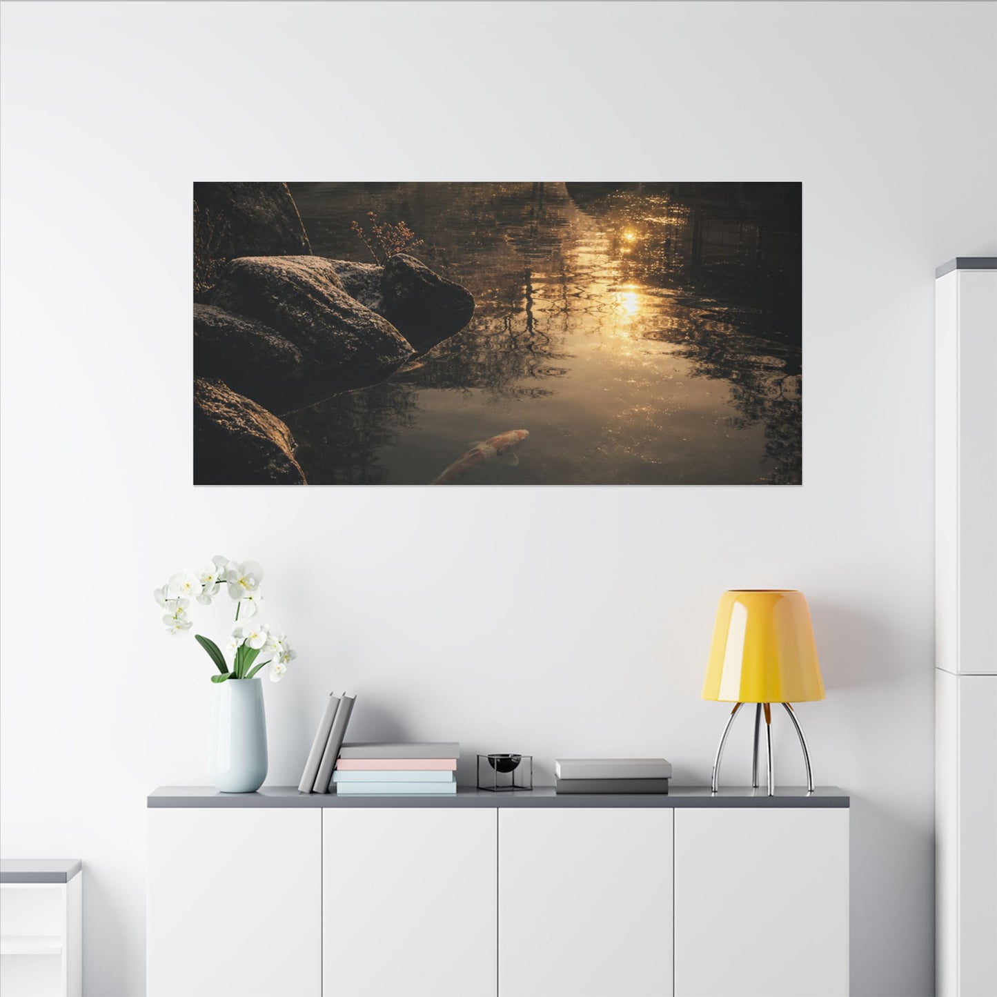 Winter Koi Pond Shadow Zen Canvas Art | Bold Decor