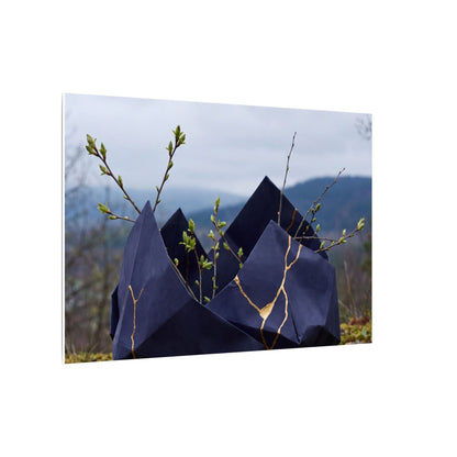 Paper Fold Canvas Art | Spring Kintsugi Gold Repair Art