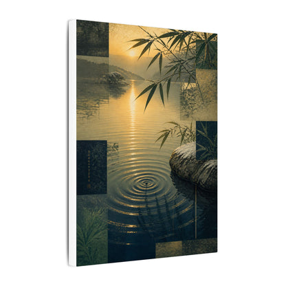 Zen Water Ripple in Golden Hour | Ukiyo E Inspired Canvas Art