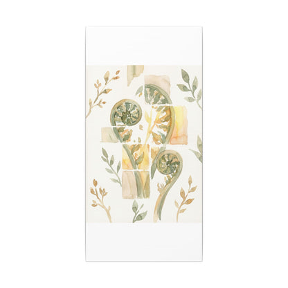 Earthy Fern Unfurling Canvas Art - Watercolor Japandi
