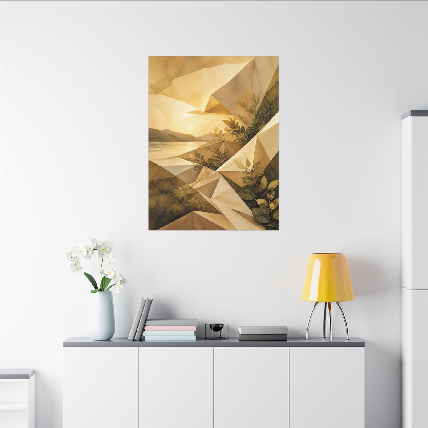 Golden Hour Paper Fold Canvas Art - Japandi Ma