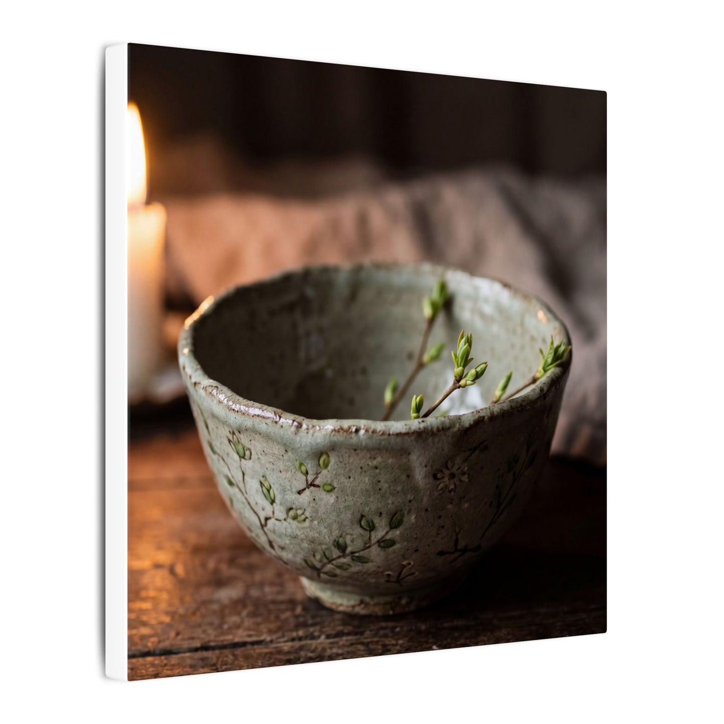 Ceramic Bowl Spring Canvas Art | Japandi Neutral Design
