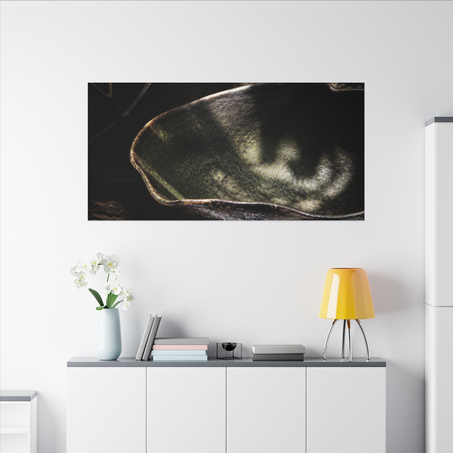 Sophisticated Ceramic Bowl Canvas Art - Dark Texture Dark Japandi