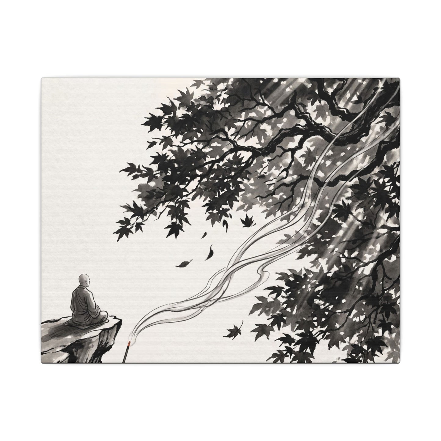 Serene Incense Smoke Canvas Art - Ukiyo E Inspired Zen