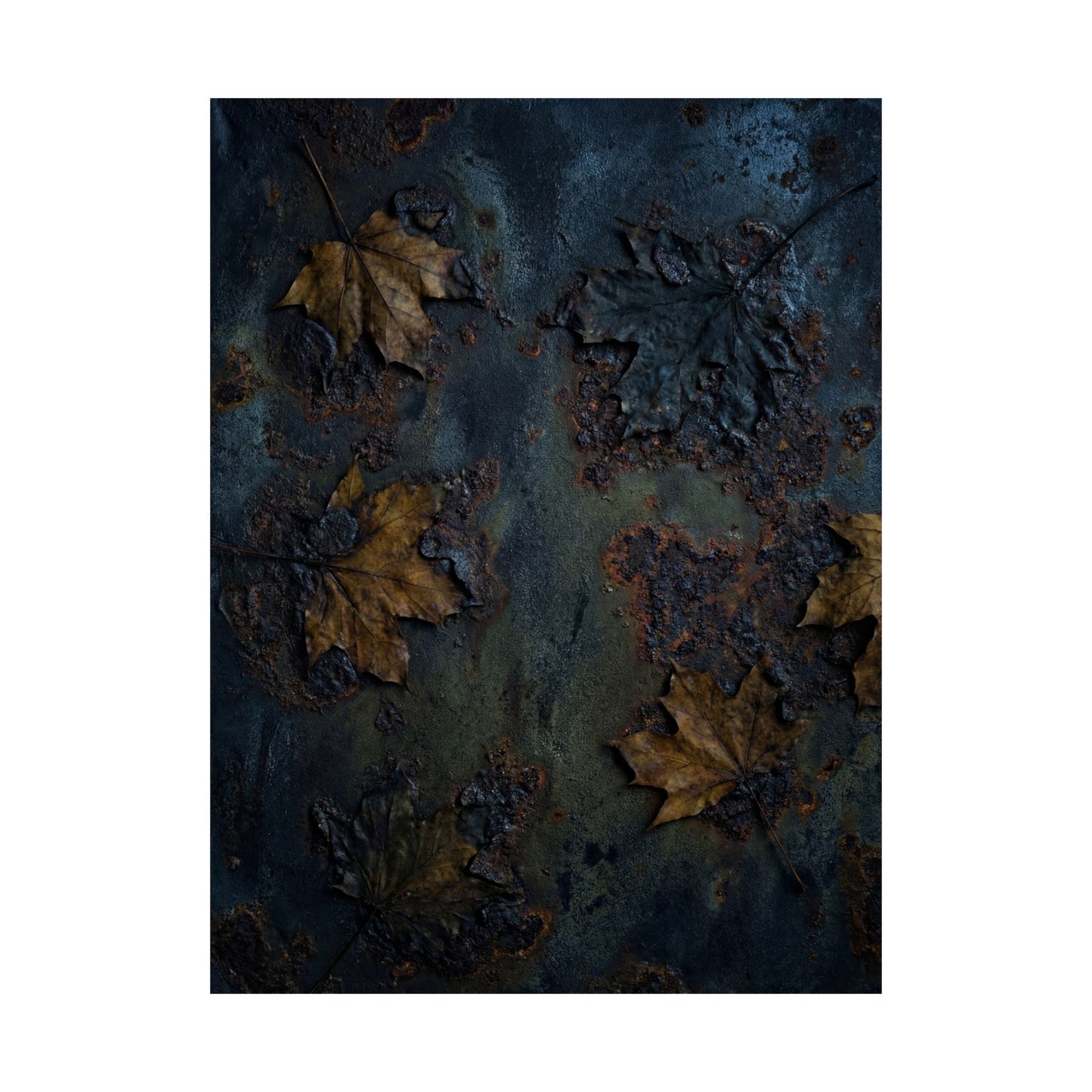 Autumn Rust Patina Charcoal Ink Wall Art Print | Bold Decor