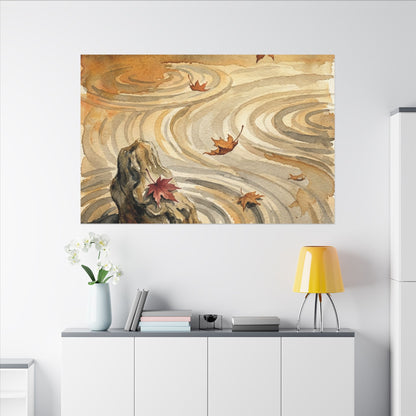 Autumn Rock Garden Watercolor Canvas Art | Neutral Decor