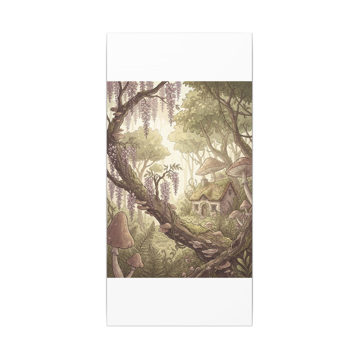Summer Wisteria Mushroom Illustration Canvas Art | Enchanting Decor