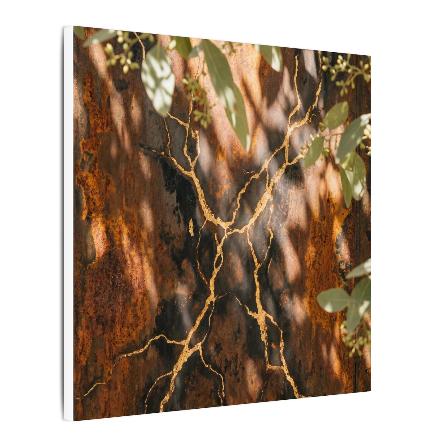 Kanso Rust Patina Canvas Art - Kintsugi Gold Vein