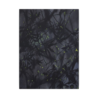 Shadow Play Spring Canvas Art | Dark Japandi Atmospheric Design