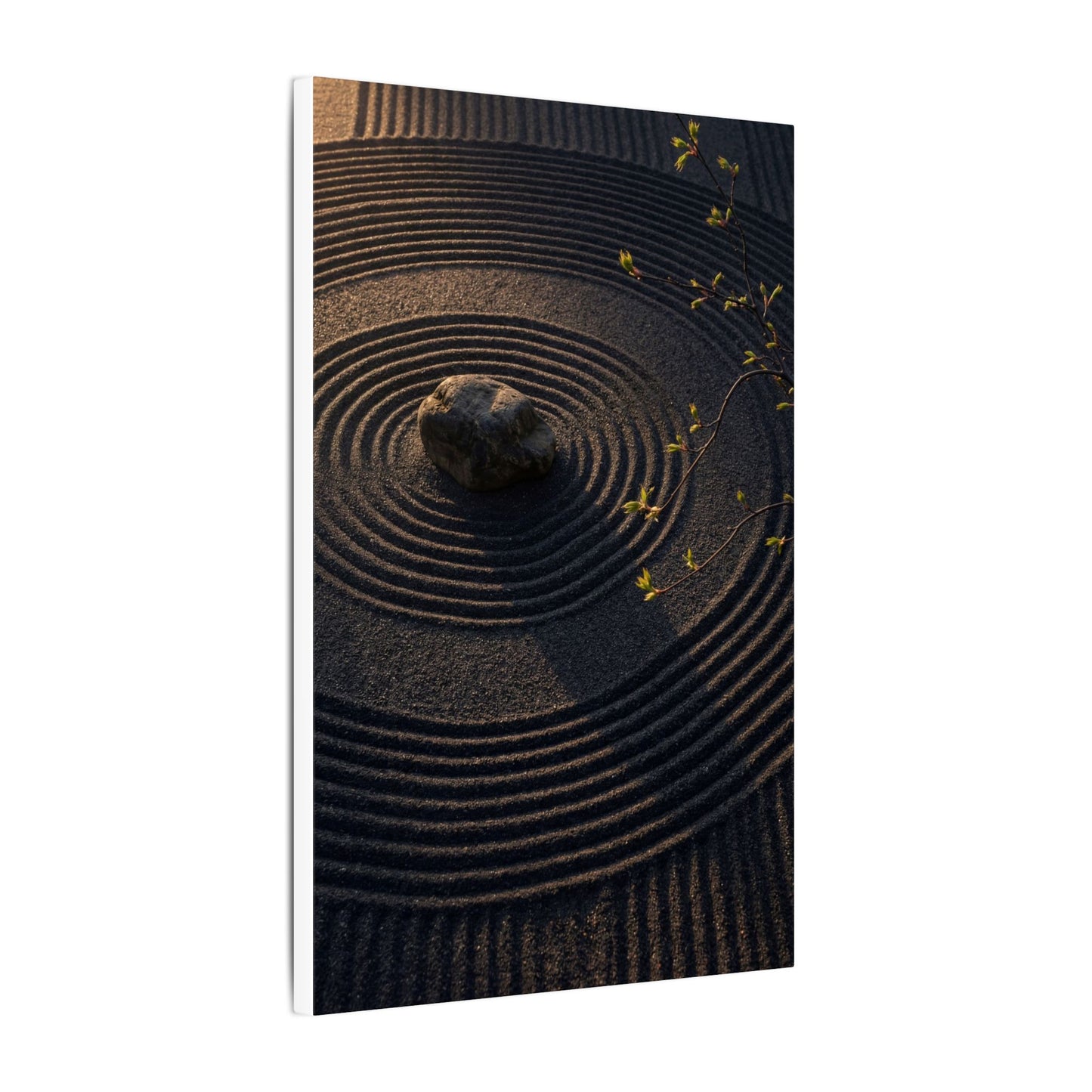 Rock Garden Shadow Zen Canvas Art | Bold Dark Japandi Art