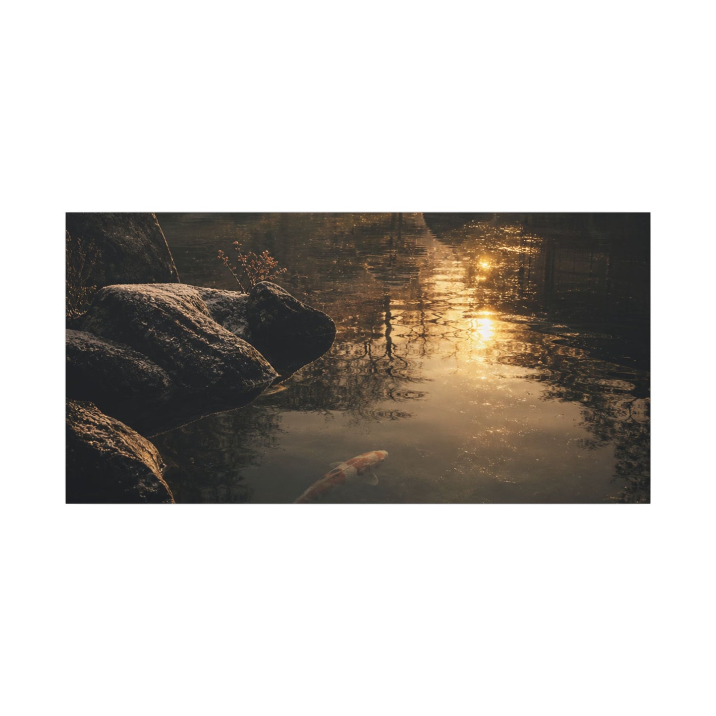 Winter Koi Pond Shadow Zen Canvas Art | Bold Decor
