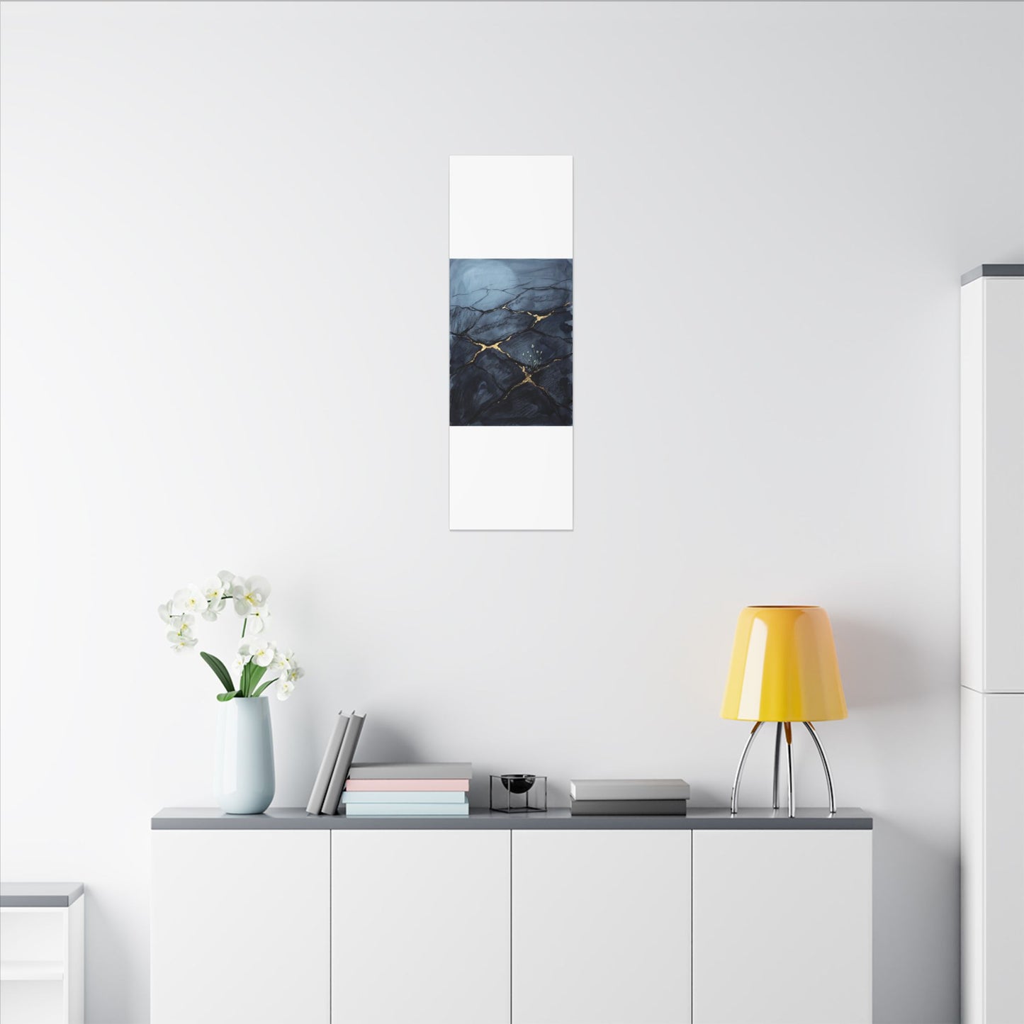 Mono No Aware Cracked Earth Canvas Art - Dark Japandi Charcoal Ink