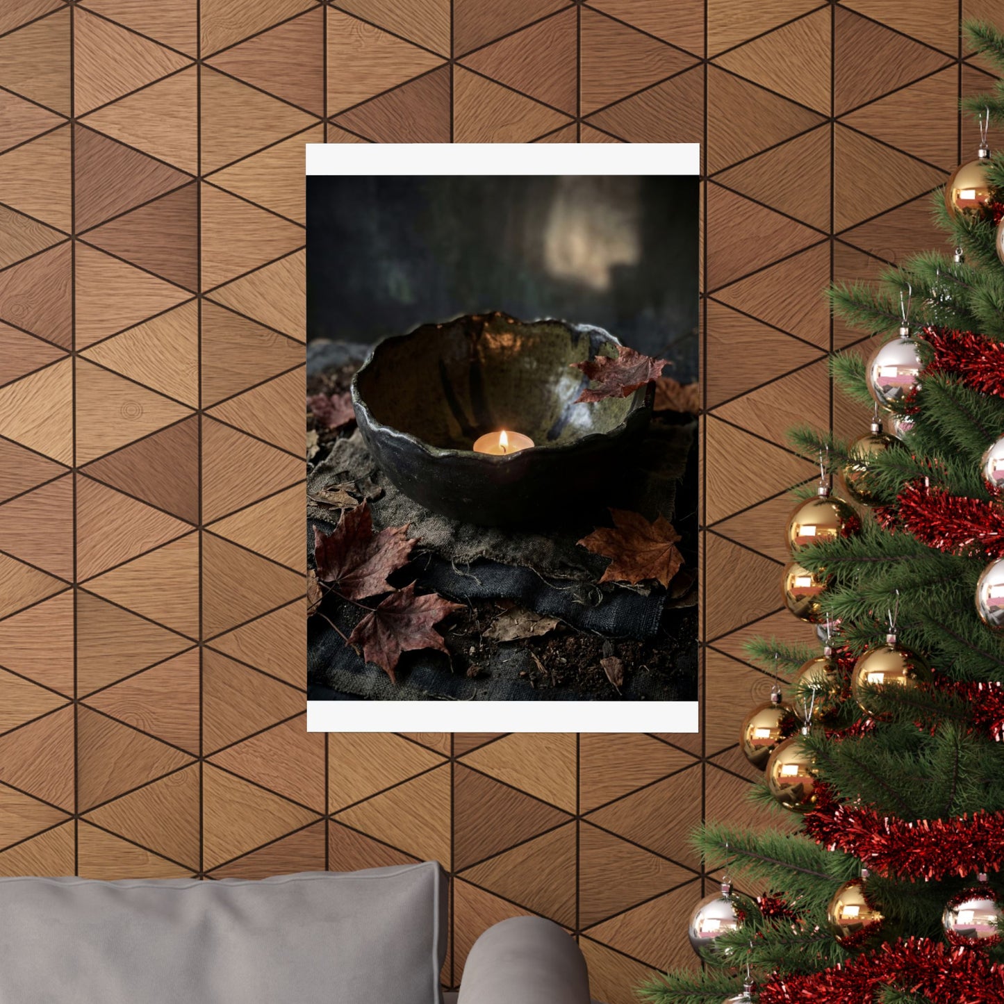 Autumn Ceramic Bowl Dark Texture Wall Art Print | Bold Decor