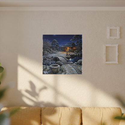 Moonlit Garden Winter Canvas Art | Kintsugi Artful Design