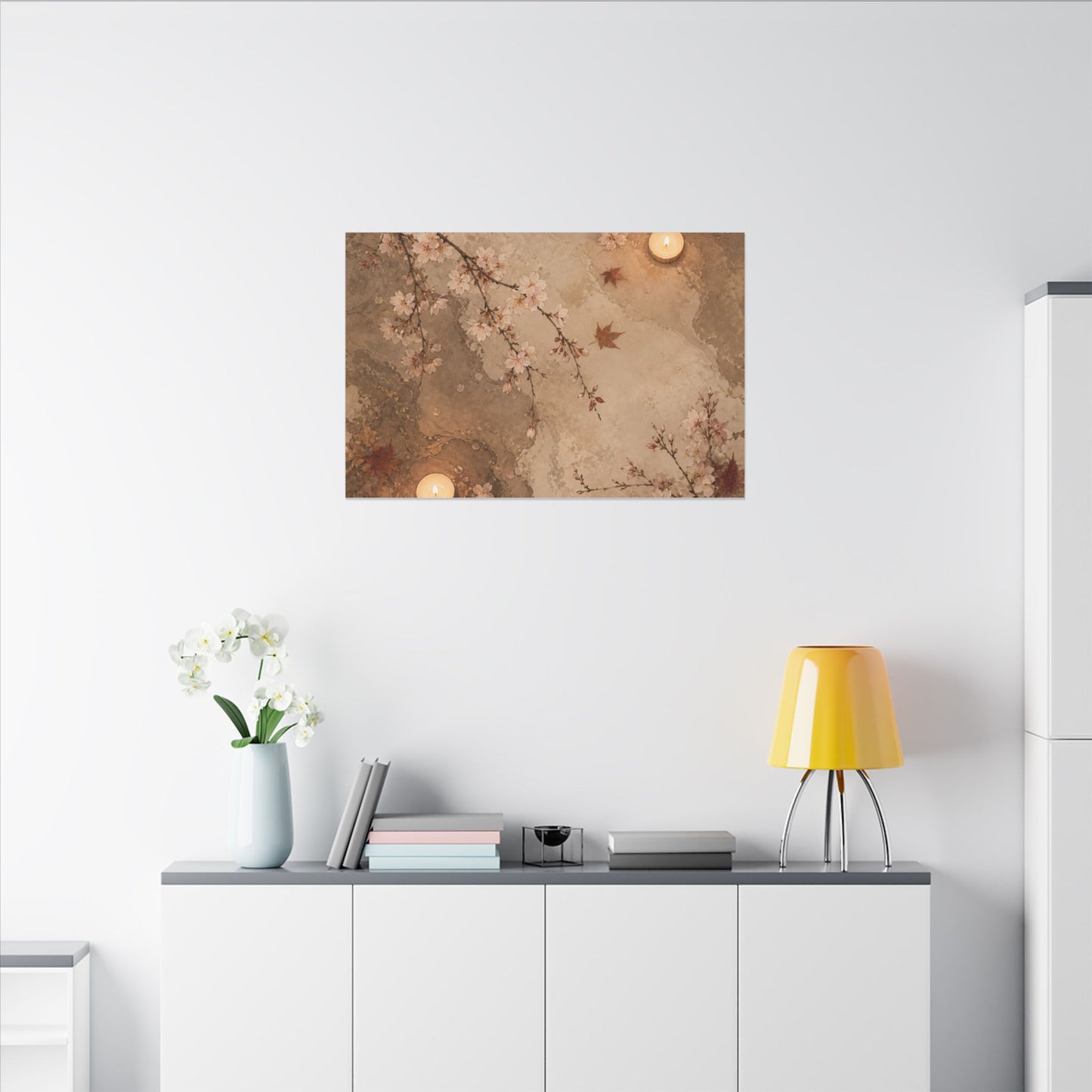 Cherry Blossom Canvas Art | Autumn Japandi Japanese Pattern Art