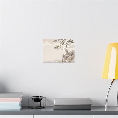 Japandi Pine Tree in Dappled | Minimal Line Canvas Art