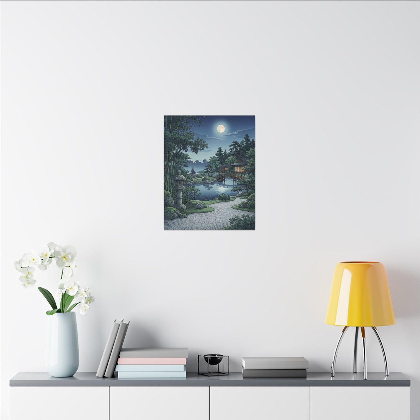 Summer Moonlit Garden Ukiyo E Inspired Canvas Art | Serene Decor