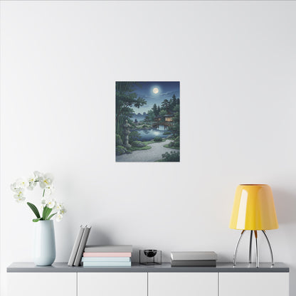 Summer Moonlit Garden Ukiyo E Inspired Canvas Art | Serene Decor