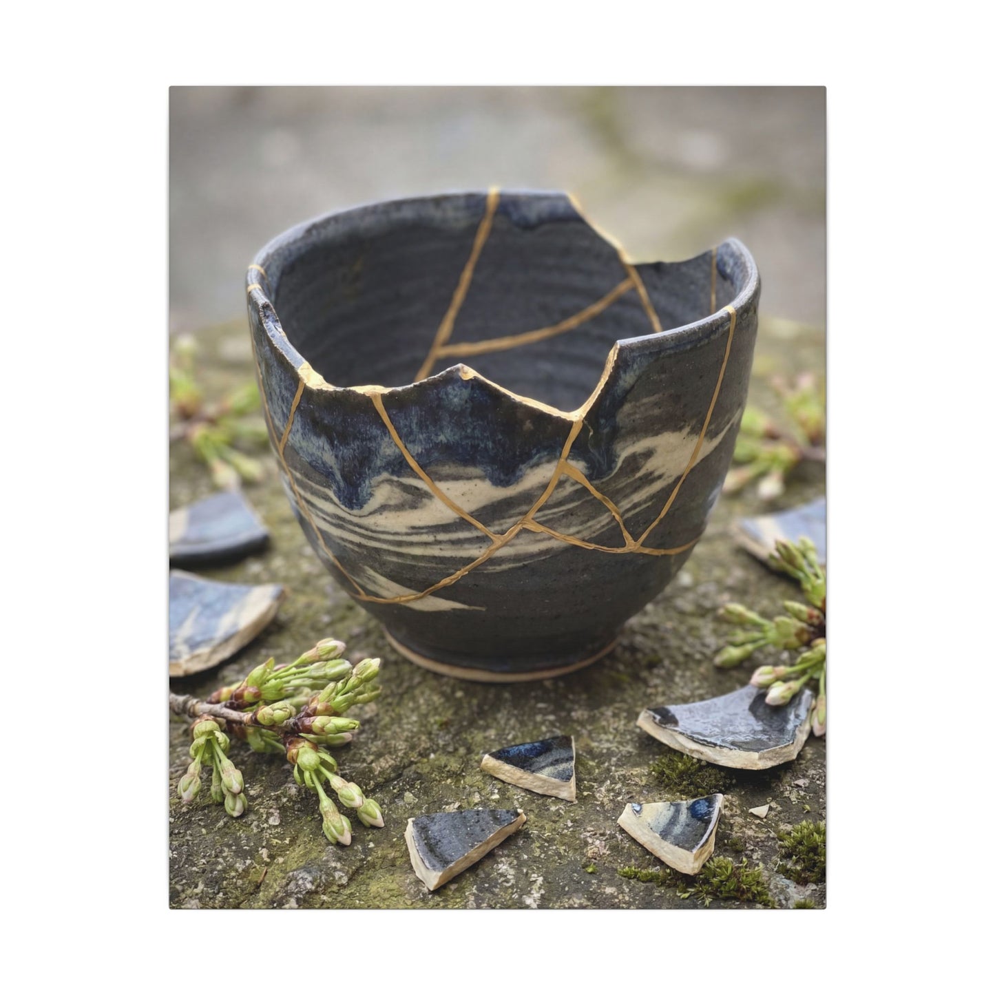 Datsuzoku Ceramic Bowl Canvas Art - Kintsugi Gold Repair