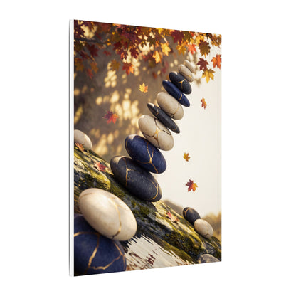 Ma River Stones Canvas Art - Kintsugi Gold Vein