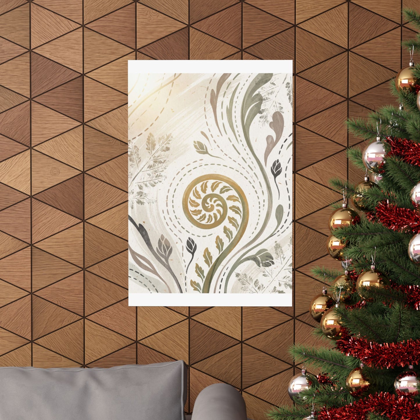 Fern Unfurling Wall Art Print | Spring Japandi Japanese Pattern Art