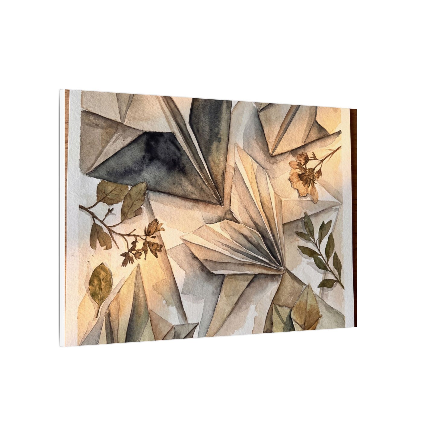 Golden Hour Paper Fold Canvas Art - Japandi Seijaku