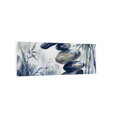 Zen River Stones in Moonlight | Sumi E Canvas Art