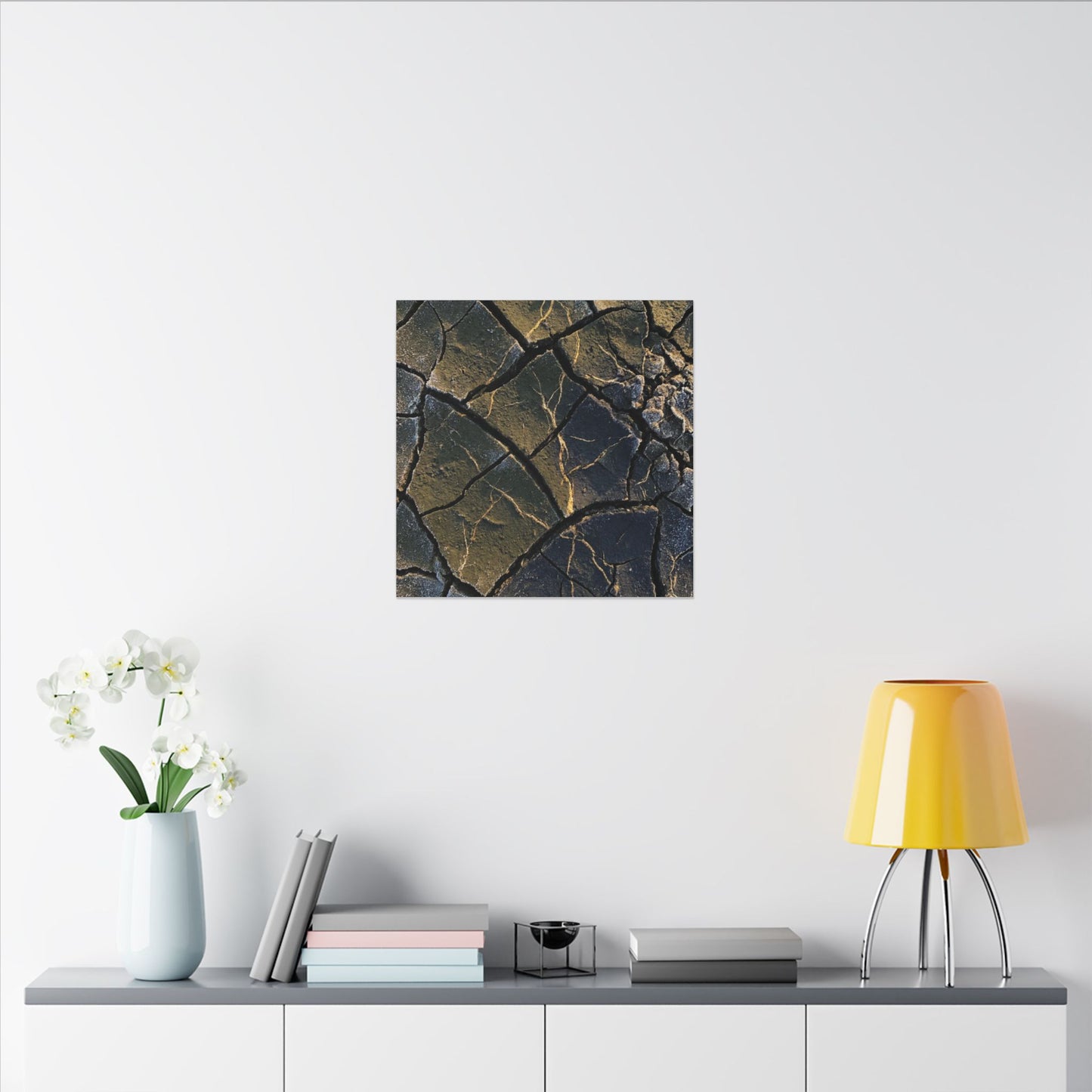 Winter Cracked Earth Moody Minimal Canvas Art | Atmospheric Decor
