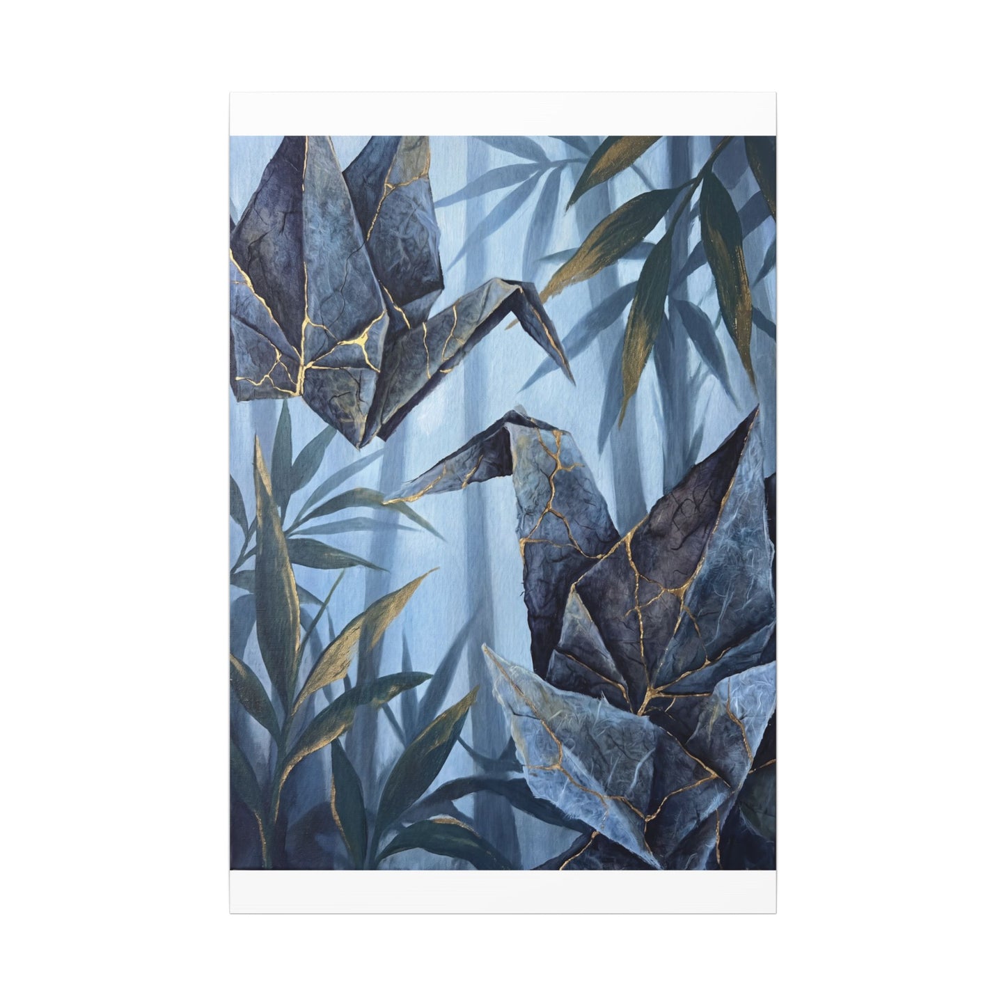 Paper Fold Canvas Art | Summer Kintsugi Crackle Gold Art
