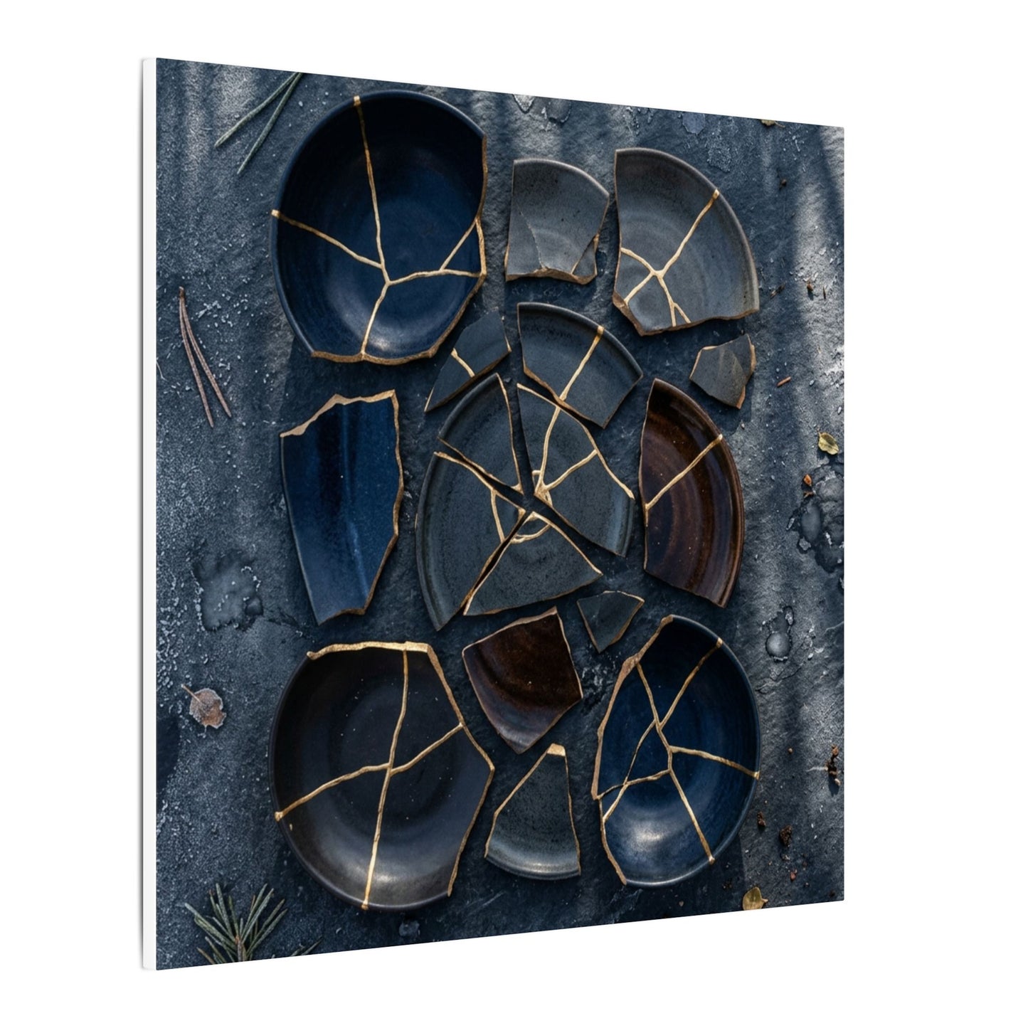 Dark Japandi Broken Pottery in Dappled | Shadow Zen Canvas Art