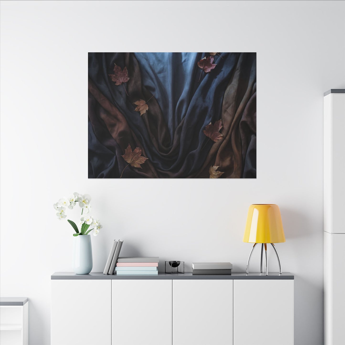 Silk Drape Canvas Art | Autumn Dark Japandi Moody Minimal Art