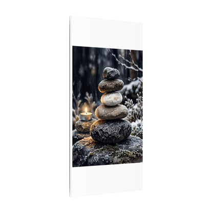 River Stones Canvas Art | Winter Japandi Watercolor Art