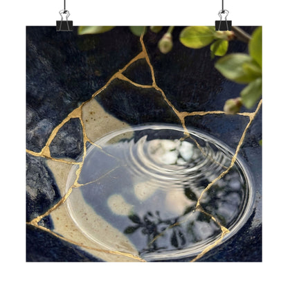 Seijaku Water Ripple Wall Art Print - Kintsugi Gold Repair Art Print
