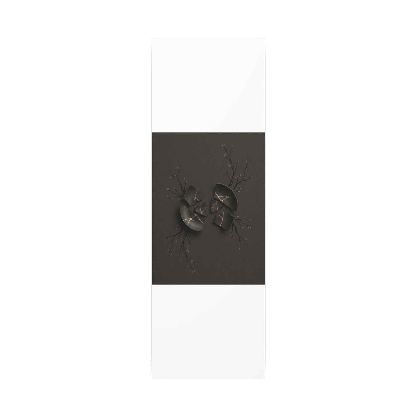 Sophisticated Broken Pottery Canvas Art - Charcoal Ink Dark Japandi