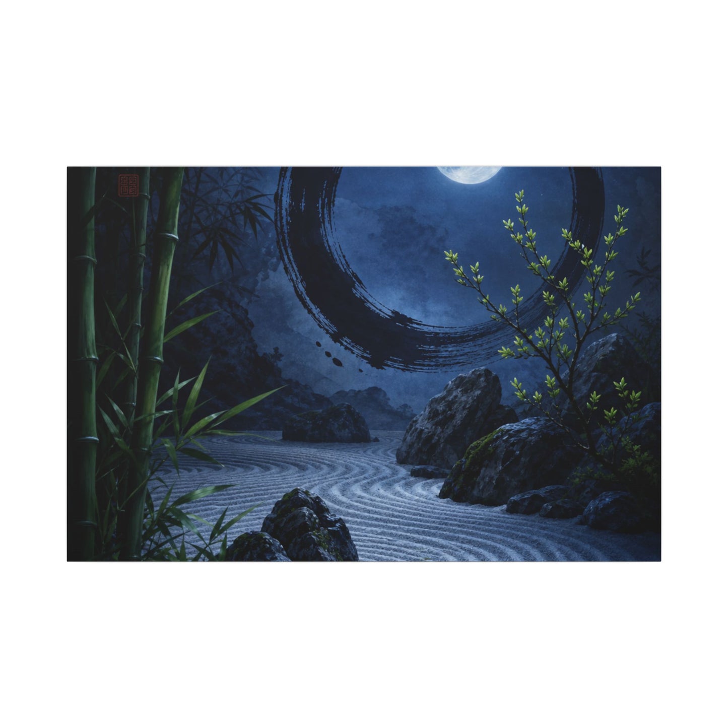Serene Rock Garden Canvas Art - Enso Zen