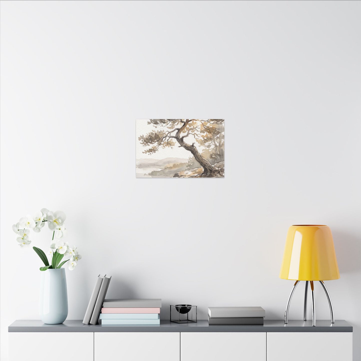 Pine Tree Watercolor Canvas Art | Elegant Japandi Art