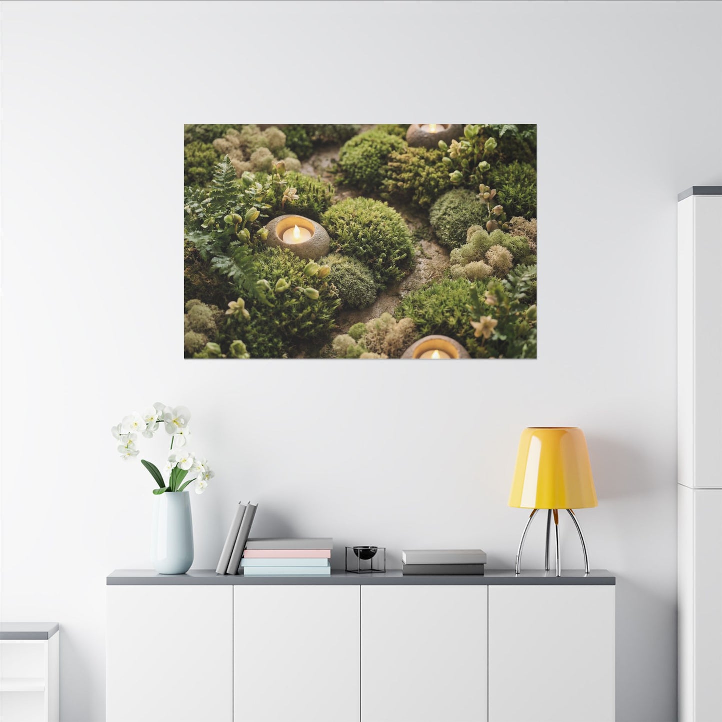 Moss Close Up Japanese Pattern Canvas Art | Neutral Japandi Art