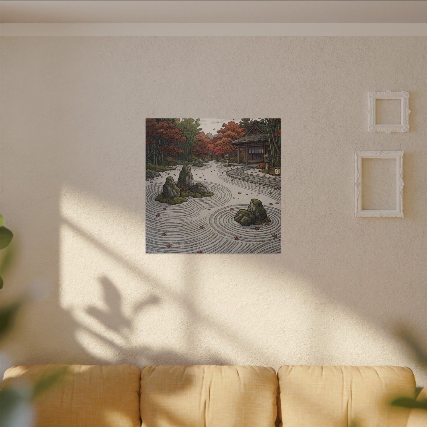 Autumn Rock Garden Ukiyo E Inspired Canvas Art | Peaceful Decor