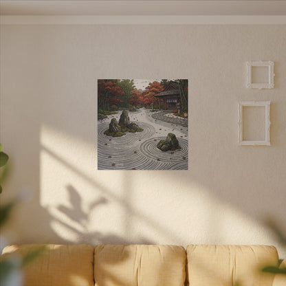 Autumn Rock Garden Ukiyo E Inspired Canvas Art | Peaceful Decor
