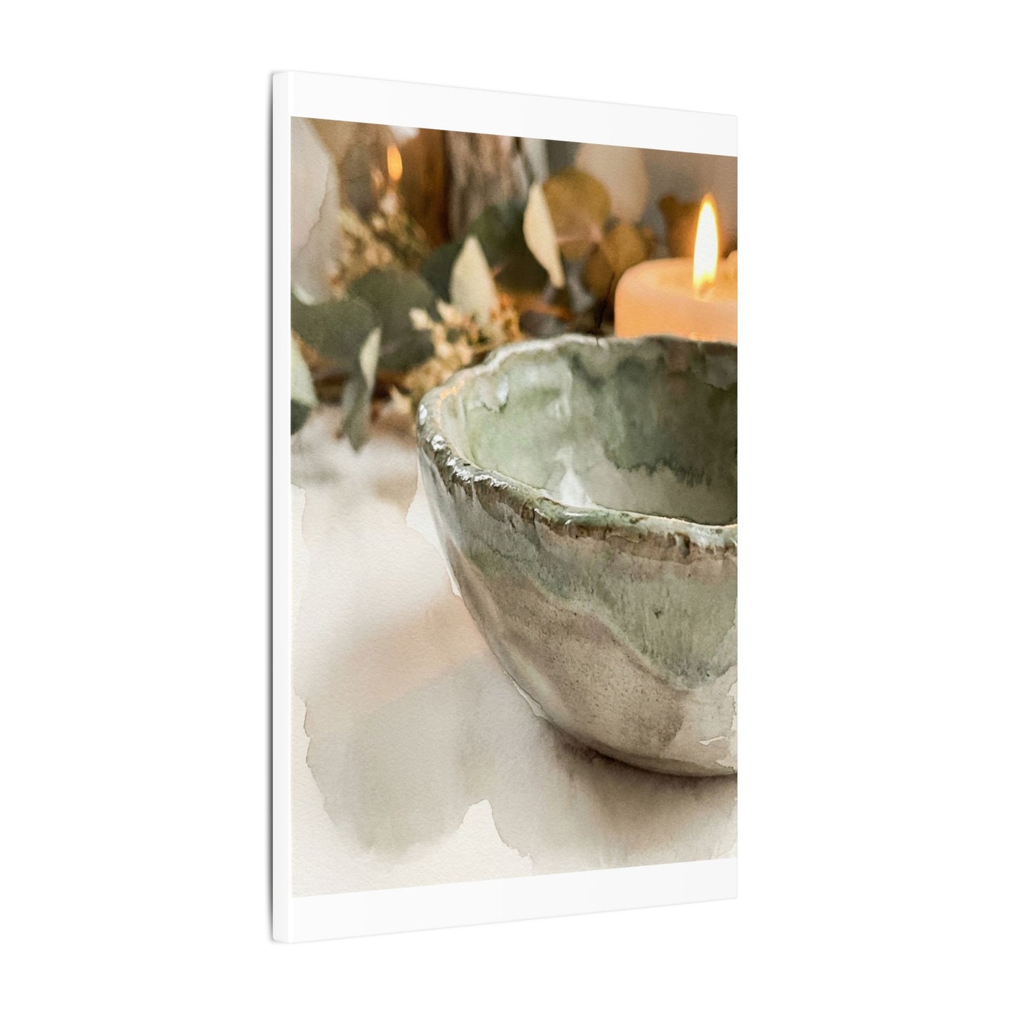 Ceramic Bowl Canvas Art | Summer Japandi Watercolor Art
