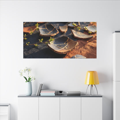 Spring Broken Pottery Gold Vein Canvas Art | Philosophical Decor