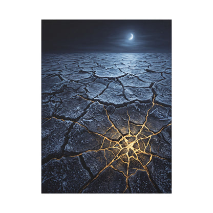 Moonlight Cracked Earth Canvas Art - Kintsugi Mono No Aware