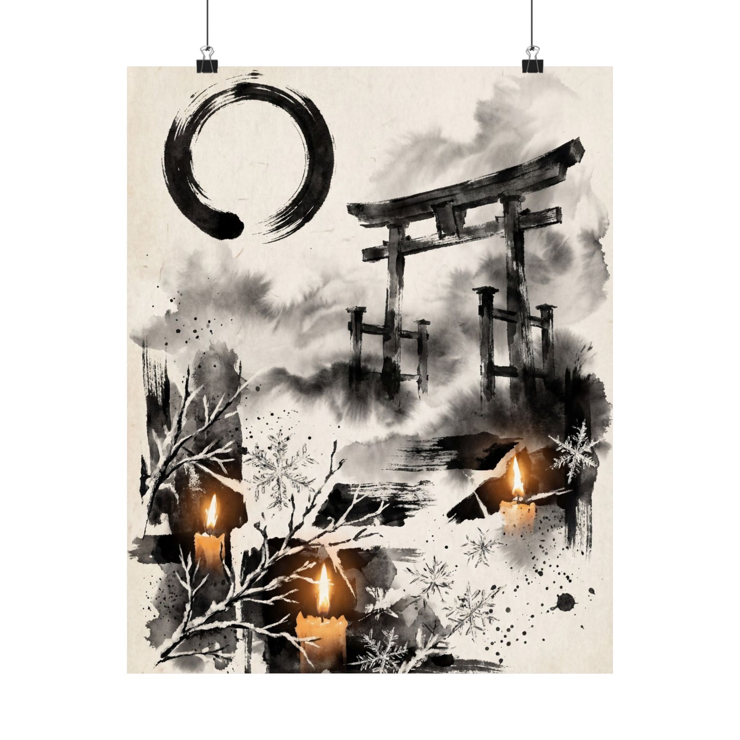 Zen Torii Gate in Candlelight | Enso Wall Art Print Art Print