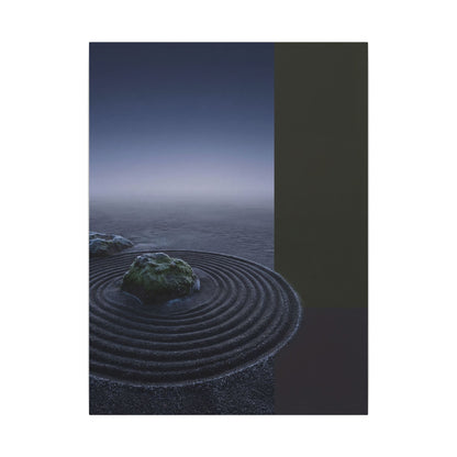 Ma Rock Garden Canvas Art - Dark Japandi Moody Minimal